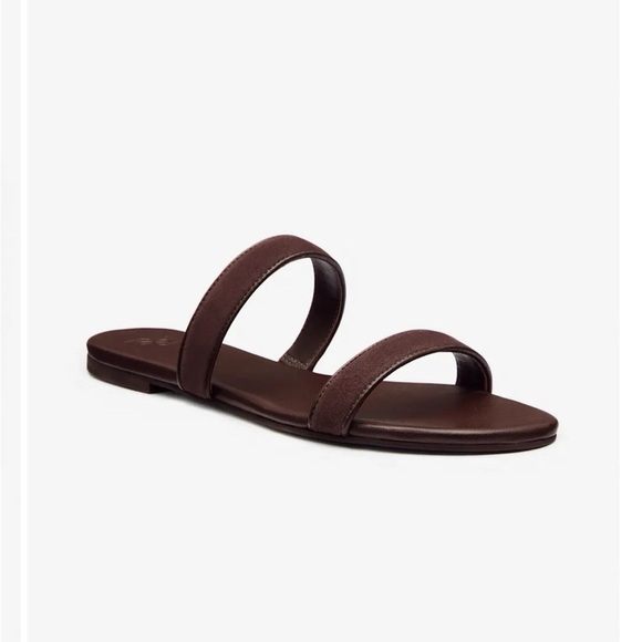 Reformation Shoes - Reformation Lenora Flat Sandal Espresso Leather Suede